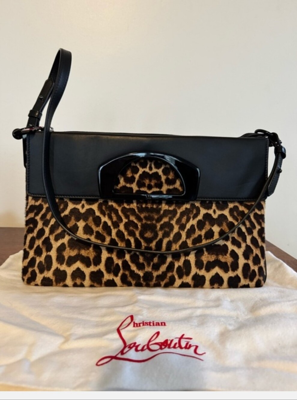 Christian Louboutin Leopard Print Calf Hair Passage 2 Way Bag